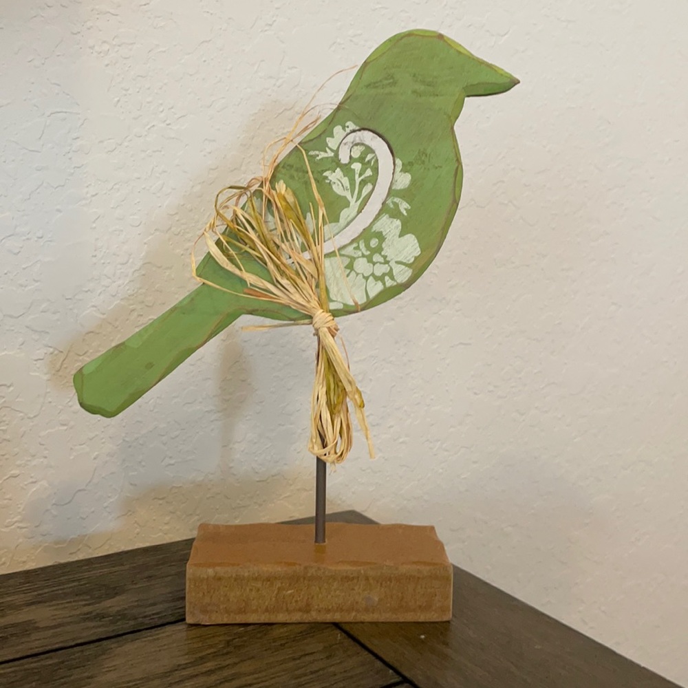 Green Wooden Bird Figurine
